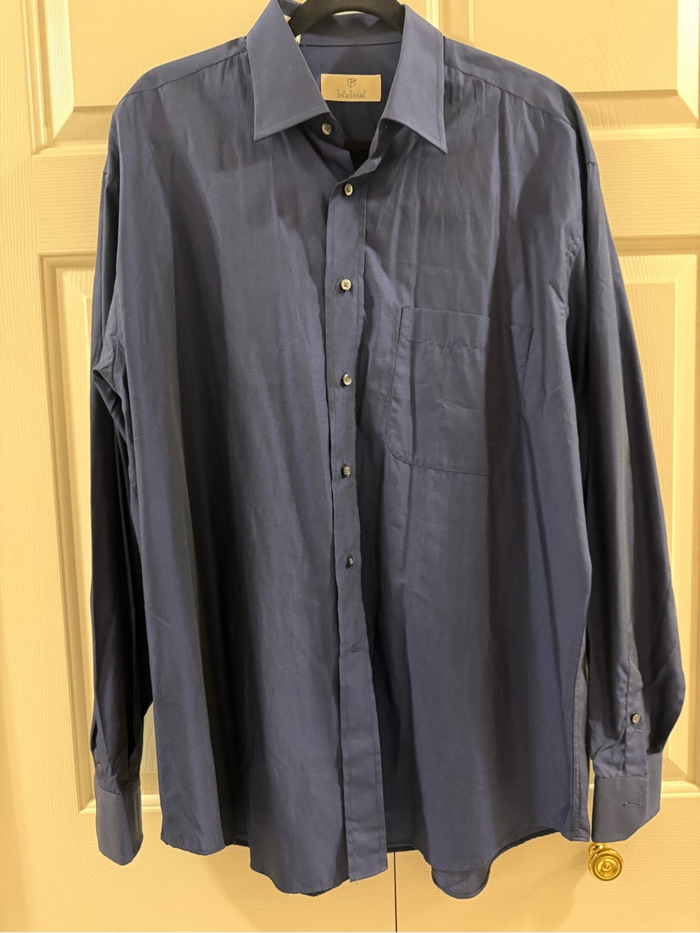 Fabio Inghirami Men’s Dress Shirt 16.5 42 Blue 100% Cotton Made Italy